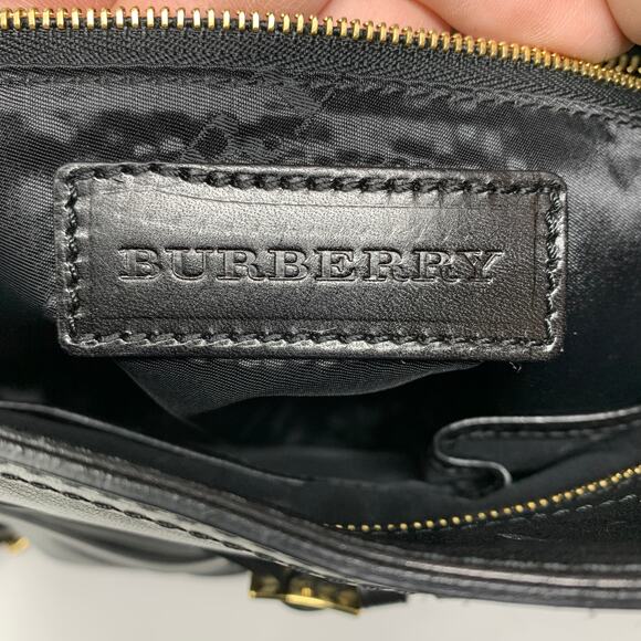 Burberry Bridle Dutton Hobo Bag Leather Double Belted Gold Buckle Black - Picture 10 of 15